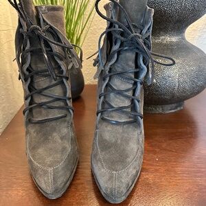 Suede Brown Stacked Heel Boot